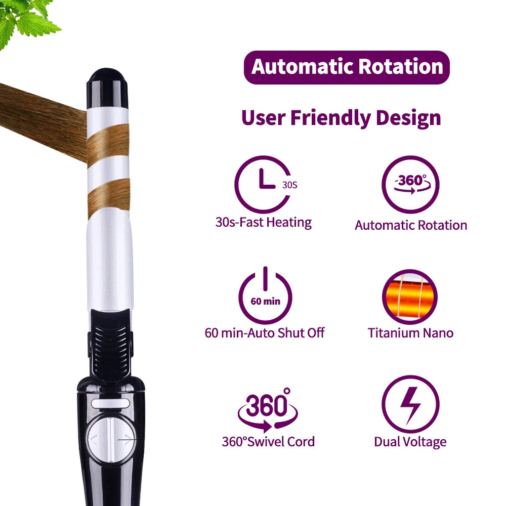 Rotating Curling Iron with LCD &amp; Ceramic Barrel