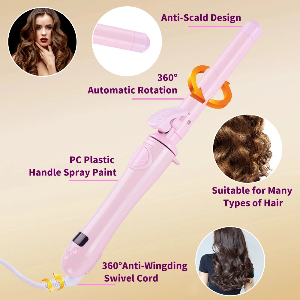 Rotating Curling Iron with LCD &amp; Ceramic Barrel