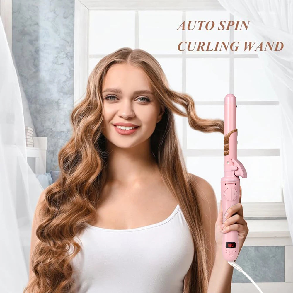 Rotating Curling Iron with LCD &amp; Ceramic Barrel